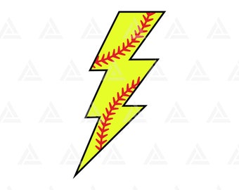 Softball Lightning Bolt Svg, Softball Shirt Print, Thunder Svg, Game Day Vibes, Cheer Mom. Cut File Cricut, Png Pdf Eps, Vector, Stencil.