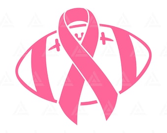 Pink Ribbon Football Svg, Breast Cancer Awareness Svg, Hope Ribbon, Strong Women. Cut File Cricut, Png Pdf.