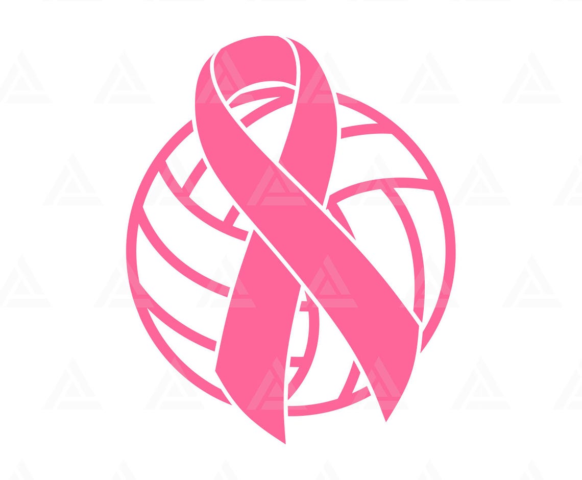 Strong Ribbon Pink Ribbon Volleyball Svg, Breast Cancer Awareness Svg, Hope Ribbon ...