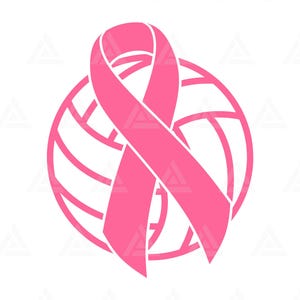 Cinta rosa de voleibol Svg, Concientización sobre el cáncer de mama Svg, Cinta de la esperanza, Mujeres fuertes. Archivo de corte Cricut, Png Pdf.