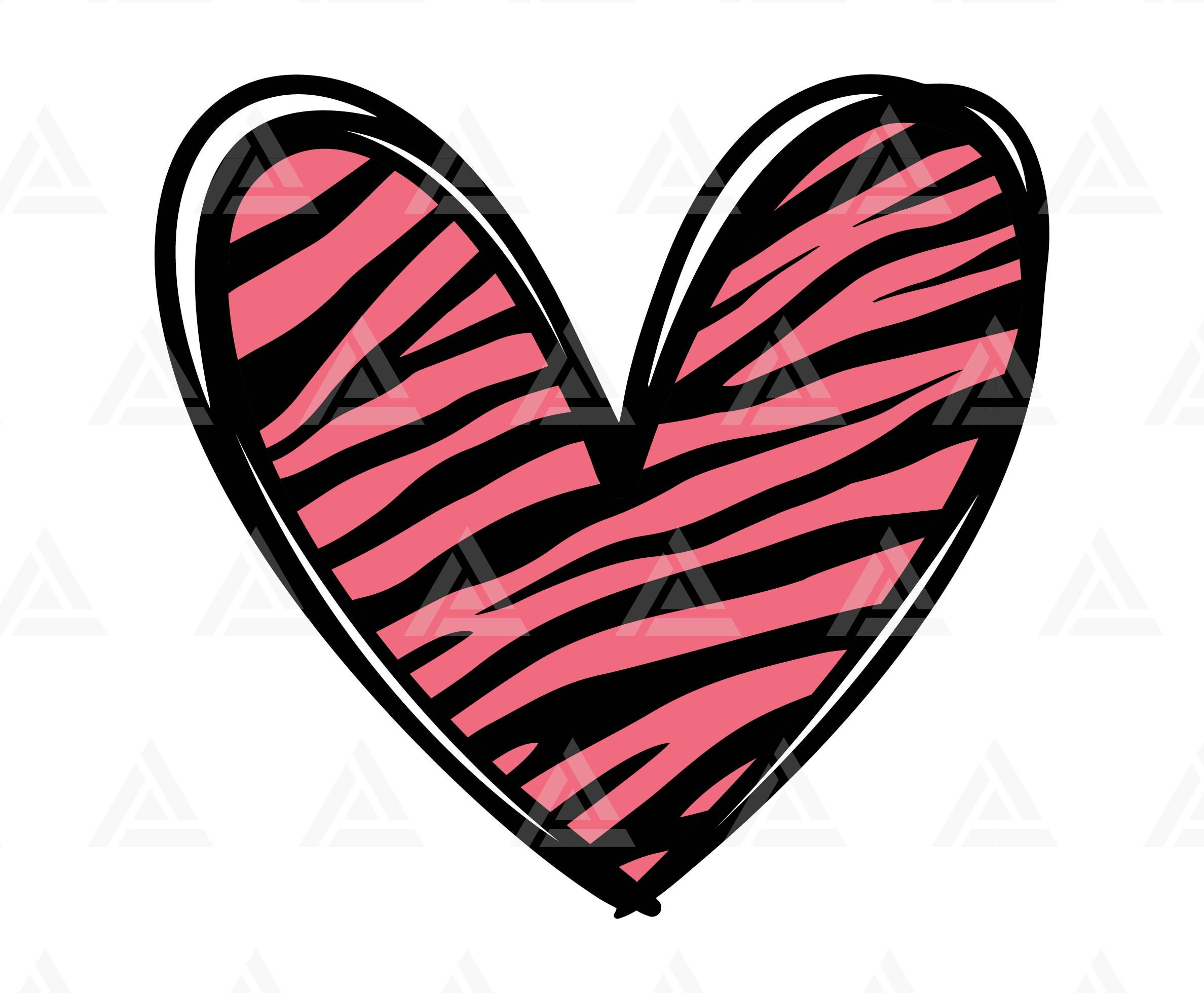 Zebra Hand Drawn Heart Svg Zebra Print Svg Zebra Stripes Etsy Australia