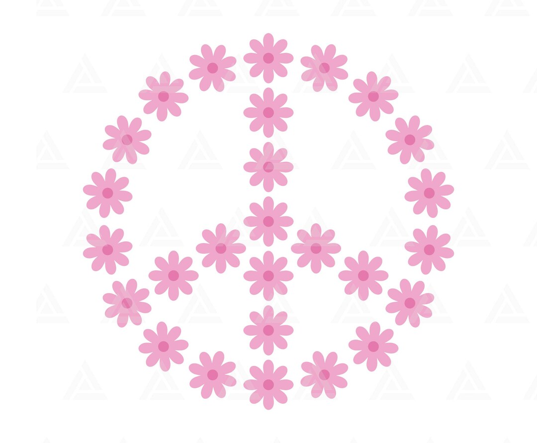 Flower Peace Sign Svg, Floral Peace Symbol Svg, Hippie Svg, Flower