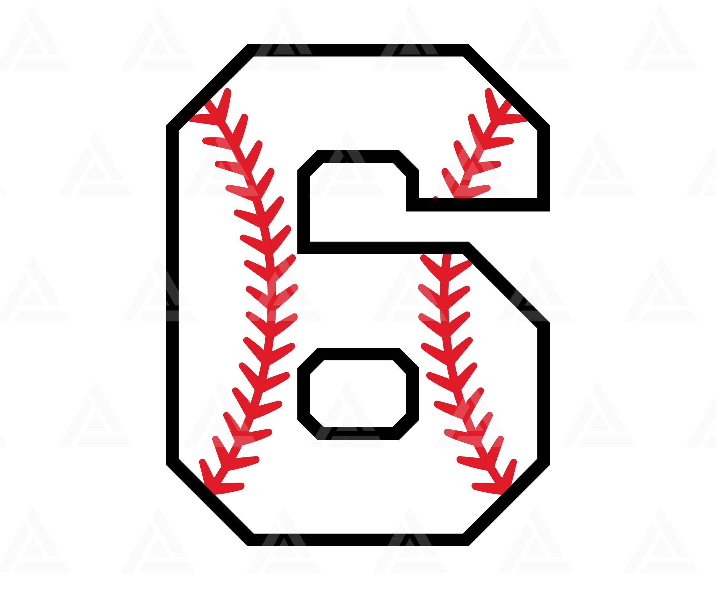 野球の背番号6のSVG、6歳の誕生日のSVG、野球の背番号6のPNG、野球ママ