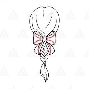 Fiocco con nastro da baseball in formato SVG, Civetta da baseball in formato SVG, Ragazza da baseball in formato SVG, Fiocco per capelli in formato SVG. File di taglio Cricut, Silhouette, PNG in formato PDF.