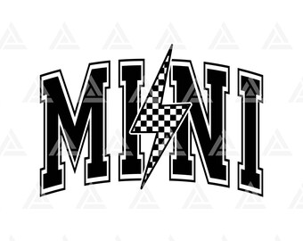 Mini SVG, Mini PNG, Rayo a cuadros, Mini camiseta universitaria, Día de la Madre. Archivo de corte Cricut, PNG PDF, Vector.