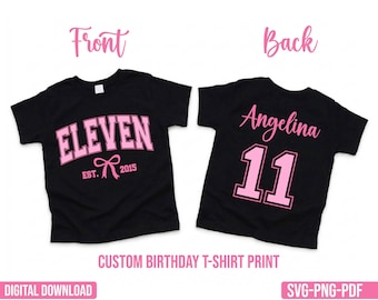 Custom Birthday Girl SVG PNG PDF, Birthday Tshirt Apparel with Pink Coquette (Digital Download)