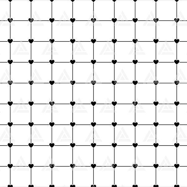 Heart Grid Pattern Svg, Seamless Square Pattern, Valentine's Day, Geometric Grid Background. Cut File Cricut, Png Pdf Eps, Vector, Stencil.