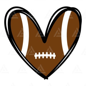 Football Heart Svg, Football Svg, Football Mom Shirt, Hand Drawn Heart Svg. Cut File Cricut, Silhouette, Png Pdf Eps, Vector.
