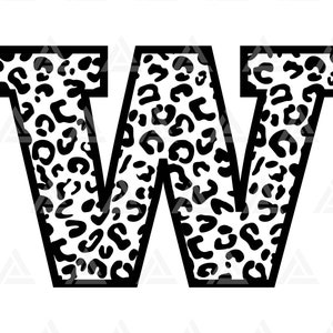 Leopard W Letter Monogram Svg, Cheetah W Letter Svg, Leopard Font Alphabet Svg. Cut File Cricut, Silhouette, Png Pdf Eps, Vector