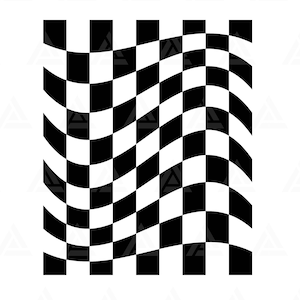Wavy Checkered Svg, Checkerboard Svg, Wrap Checkered, Retro Geometric Background, Square Pattern. Cut File Cricut, Png Pdf, Vector.