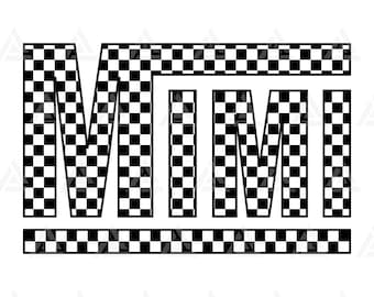 Mimi Svg a cuadros, Mimi Png, diseño de camiseta de abuela de carreras, sublimación de abuela de carreras retro. Cortar archivo Cricut, Png Pdf, Vector.