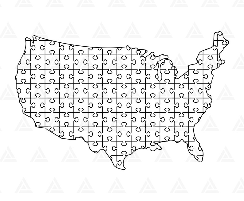 America Map Jigsaw Puzzle Svg America Puzzle Svg Usa Map - Etsy