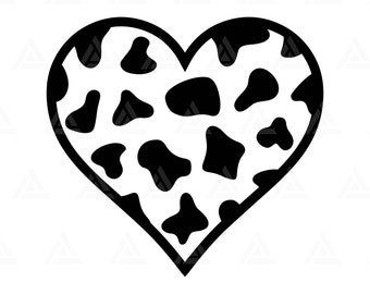 Cow Heart Svg, Cow Print Pattern, Cow Skin Spots Pattern, Animal Print Pattern. Cut File Cricut, Png Pdf Eps, Vector, Stencil, Vinyl.