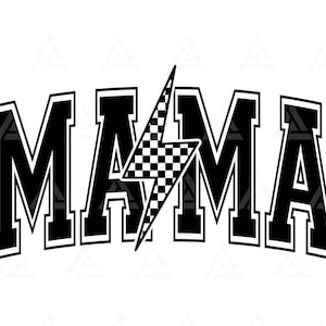 Mama svg, Mama Png, karierter Blitz, Mama Leben, Mama Varsity Shirt, Muttertag. Schnittdatei Cricut, Png, Pdf, Vektor.