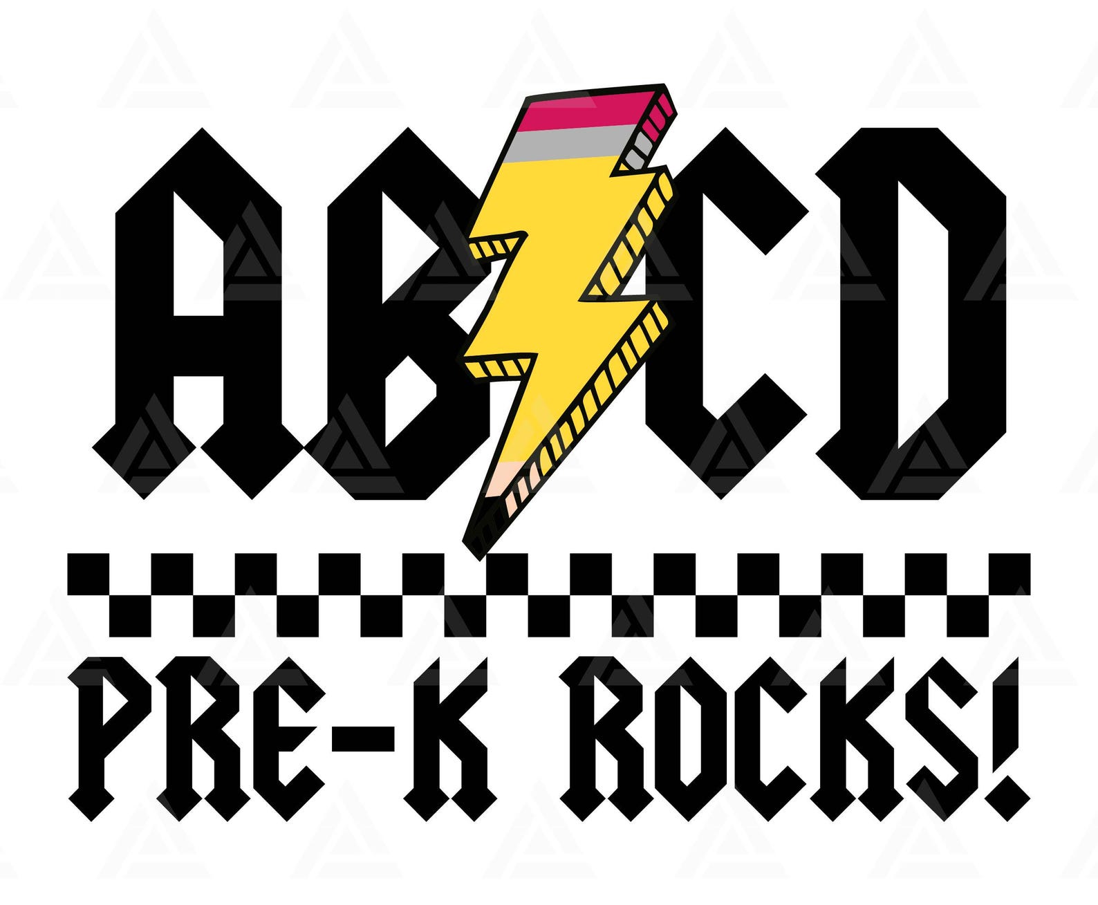 ABCD Teacher Svg, Pre-k Rocks Png, Pencil Lightning Bolt, First Day of ...