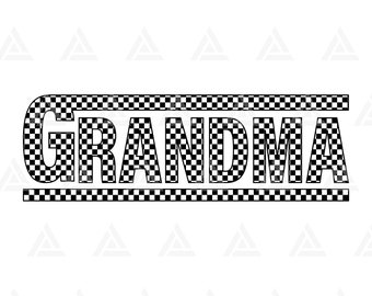 Checkered Grandma Svg, Grandma Png, Racing Grandma T-shirt Design, Retro Race Grandma Sublimation. Cut File Cricut, Png Pdf, Vector.