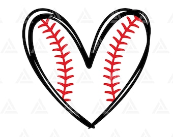Baseball Heart Svg, Baseball Red Stitch, Baseball T-shirt, Baseball Mom, Scribble Heart. Cut File Cricut, Silhouette, Png Pdf Eps, Vector.