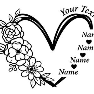 Custom Name Heart Svg, Custom Text Svg, Personalized Word, Custom Family Sign, Custom Mama Gift. Cut file, Svg, Png.