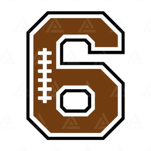 Voetbal nummer zes Svg, zesde verjaardag Svg, voetbal zes png, voetbal moeder. Snijbestand Cricut, silhouet, png-pdf-bestand, vector.