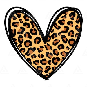 Coração desenhado à mão de leopardo Svg, estampa de leopardo Svg, Dia dos Namorados Svg, estampa de chita. Cortar Arquivo Cricut, Png Pdf Eps, Vetor, Vinil, Adesivo.