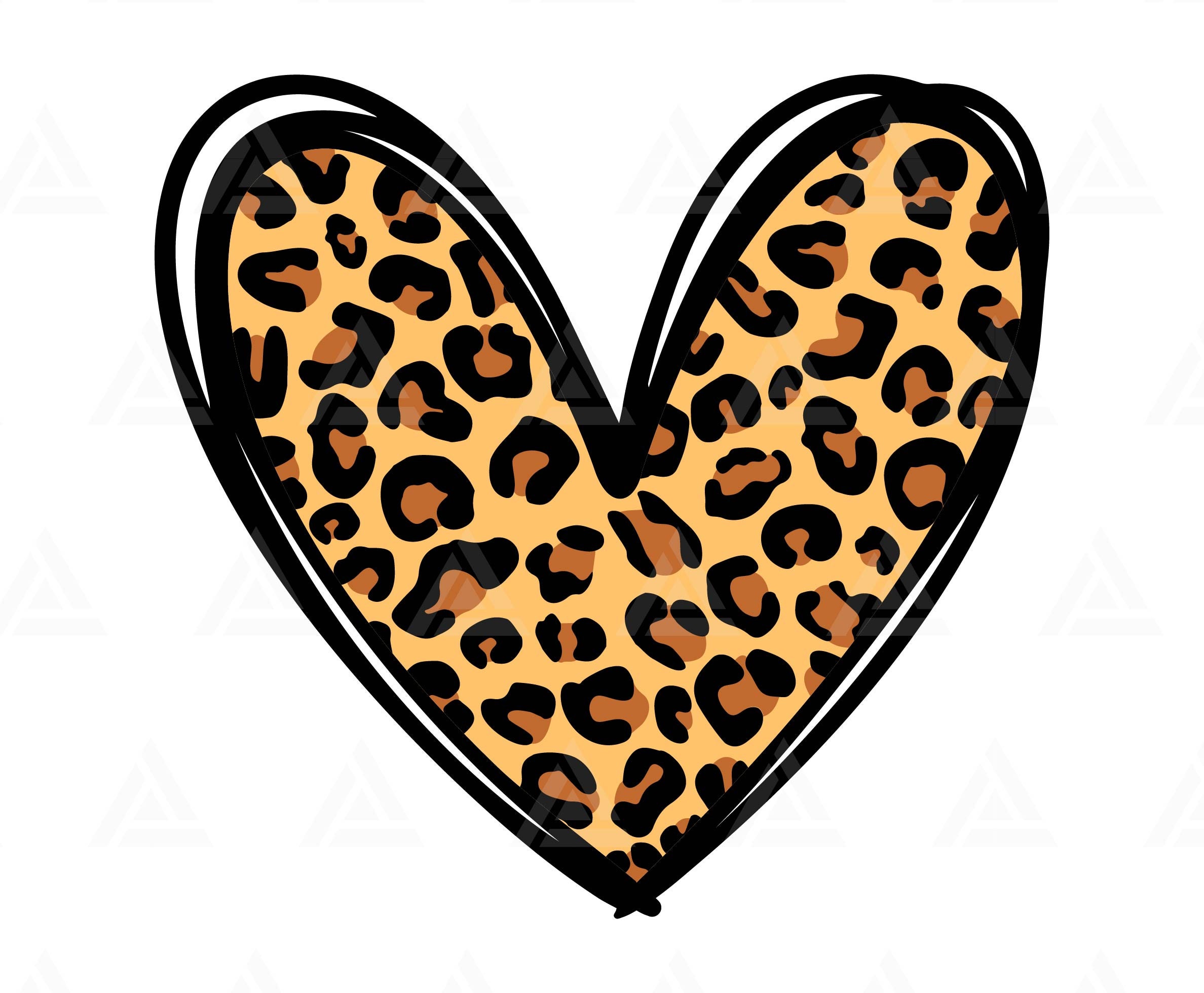 Leopard Hand Drawn Heart Svg, Leopard Print Svg, Valentine's Day Svg,  Cheetah Print. Cut File Cricut, Png Pdf Eps, Vector, Vinyl, Sticker.