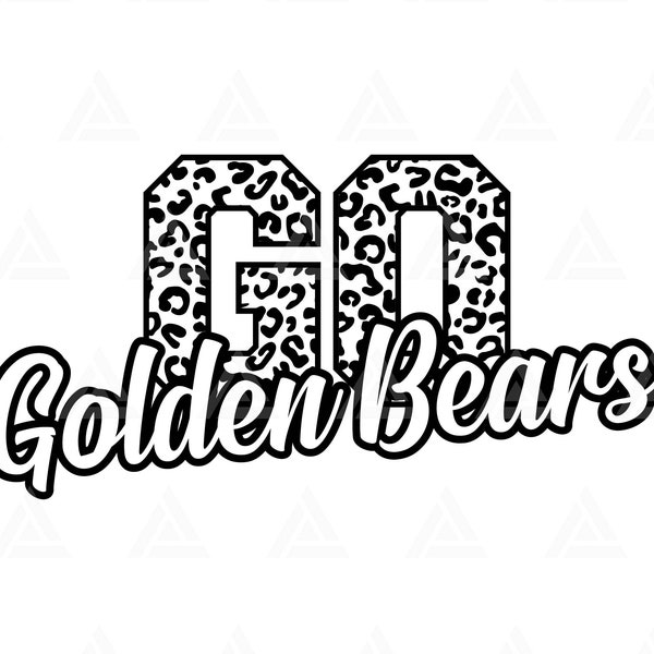 Go Golden Bears Leopard Svg, Go Golden Bears Football Svg, Run Golden Bears Svg, Cheer Mom T-Shirt. Cut File Cricut, Png Pdf Eps, Vector.