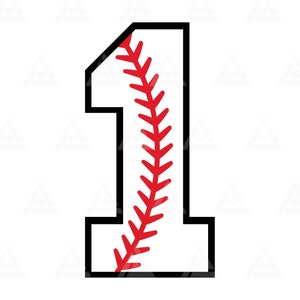 Béisbol número uno svg, primer cumpleaños svg, béisbol uno png, mamá de béisbol, primer cumpleaños, número de camiseta. Cortar archivo Cricut, silueta, vector.