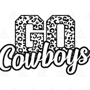 Go Cowboys Leopard Svg, Go Cowboys Football Svg, Run Cowboys Svg, Cheer Mom T-Shirt. Schnittdatei Cricut, Png Pdf Eps, Vektor, Schablone.