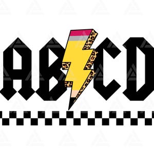 ABCD Professor Svg, Lápis Relâmpago Svg, Volta às Aulas, Primeiro dia de Aula, Camiseta de Professor. Arquivo de Corte Cricut, Png Pdf, Vetor.