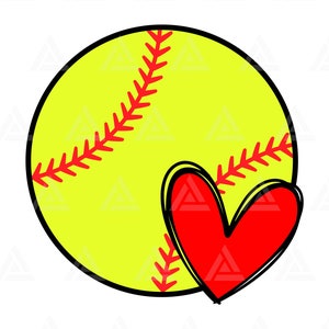 Corazón de Softbol Svg, Red Stitch Svg, Camiseta de Softbol, Cheer Mom Svg, Game Day Vibes Svg. Cortar Archivo Cricut, Silueta, Png Pdf, Vector.