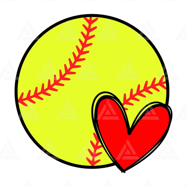 Softball Heart Svg, Red Stitch Svg, Softball T-shirt, Cheer Mom Svg, Game Day Vibes Svg. Cut File Cricut, Silhouette, Png Pdf, Vector.