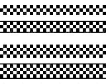 May include: Four rows of black and white checkered patterns. The checkered patterns are repeated horizontally across the image.