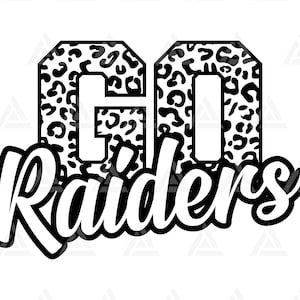 Go Raiders Leopard Svg, Go Raiders Football Svg, Run Raiders Svg, Cheer Mom T-Shirt. Cut File Cricut, Png Pdf Eps, Vector, Stencil.