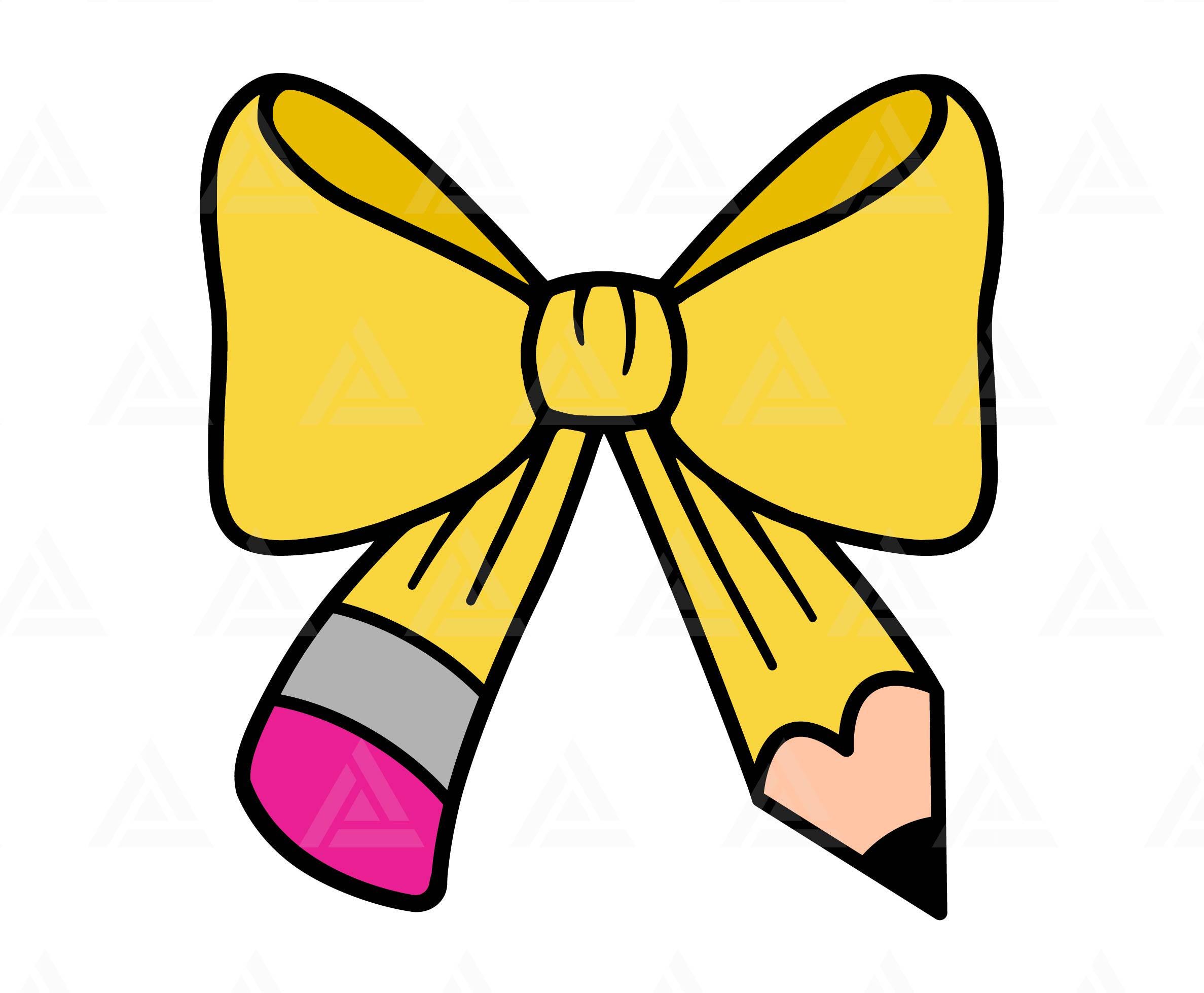 Pencil Ribbon Bow Svg, Pencil Coquette Svg, Teacher T-shirt Svg