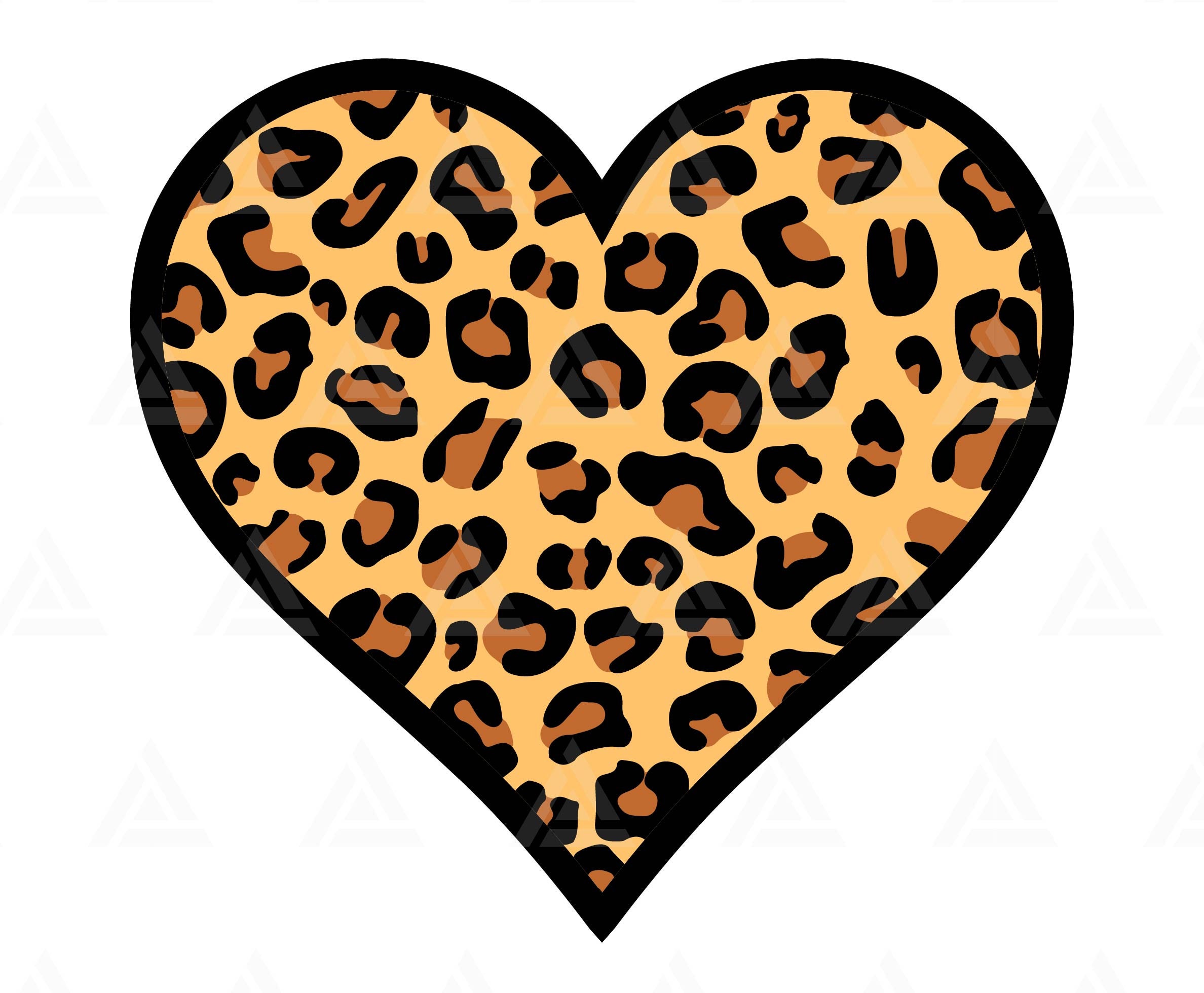 ヒョウ柄ハート SVG、チーター柄 SVG、バレンタインデー SVG。結婚式の