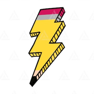 Lápis Lightning Bolt Svg, Lápis Png, Lápis Clipart, Vida do Professor Svg, Camisa do Professor. Corte Arquivo Cricut, Silhueta, Png Pdf, Vetor.