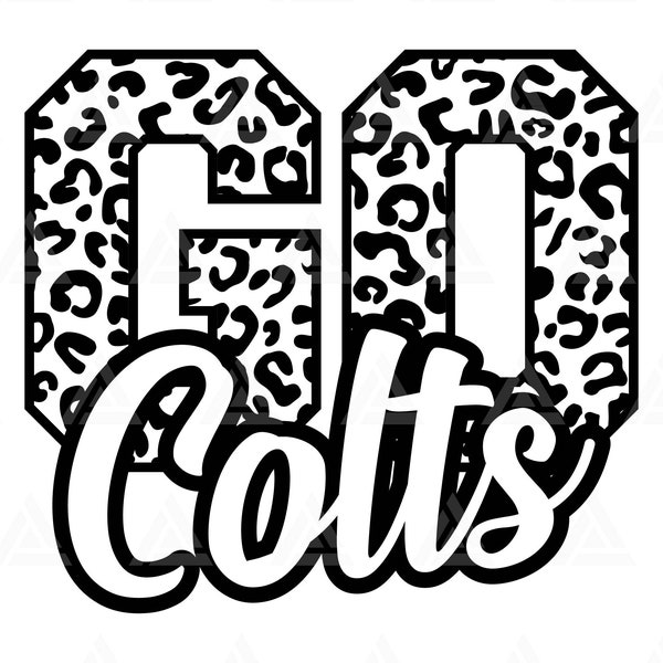 Go Colts Leopard Svg, Go Colts Football Svg, Run Colts Svg, Cheer Mom T-Shirt. Cut File Cricut, Png Pdf Eps, Vector, Stencil.