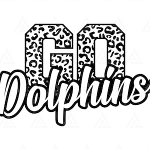 Gehen Sie Delfine Leopard zwart, gehen Delfine Fußball svg, laufen Delfine svg, jubeln Mama T-Shirt. Schnittdatei Cricut, Png, Pdf, Vektor, Schablone.