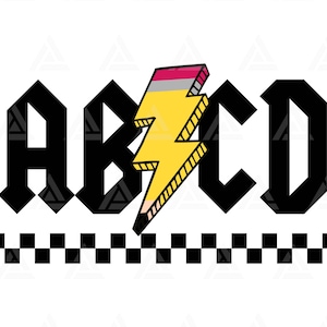 ABCD Professor Svg, Lápis Lightning Bolt Svg, Primeiro dia de aula, Volta às aulas, Camisa do professor. Cortar Arquivo Cricut, Png Pdf, Vetor.