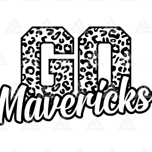 Go Mavericks Leopard Svg, Mavericks Football Svg, Run Mavericks, Cheer Mom T-Shirt, Go Team. Cut File Cricut, Png Pdf Eps, Vector, Stencil