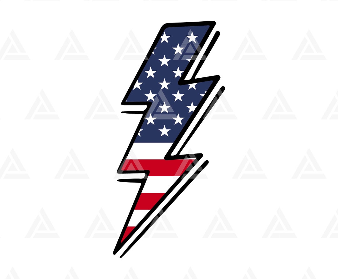 American Flag Lightning Bolt Svg USA Flag Thunder Svg 4th of Etsy