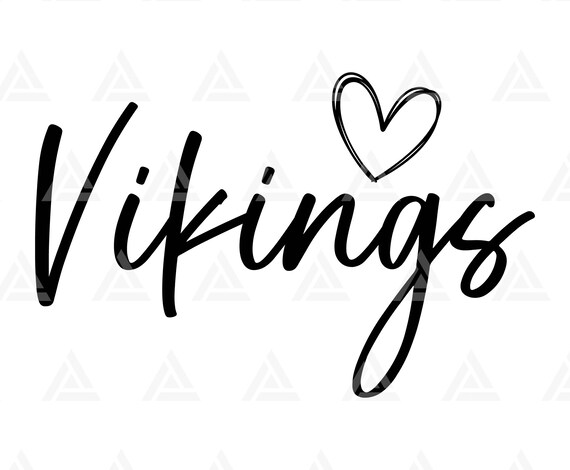 Vikings Script Heart Svg, Vikings School Spirit, Vikings Mascot, Vikings Png, Sports Cheer Mom Shirt. Cut File Cricut, Png Pdf, Vector.