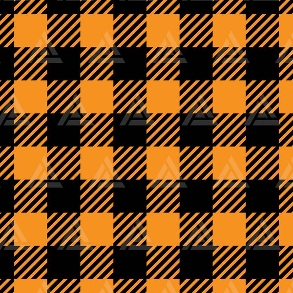 Orange Buffalo Plaid Pattern Svg, Seamless Buffalo Check Pattern, Halloween Pattern. Cut File Cricut, Silhouette, Png Pdf Eps, Vector.