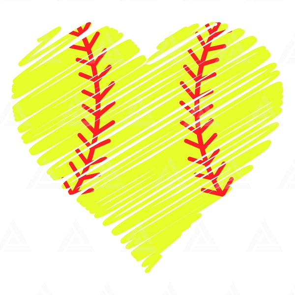 Softball Heart Svg, Distressed Heart Svg, Scribble Heart, Cheer Mom Shirt, Doodle Heart. Cut File Cricut, Silhouette, Png Pdf, Vector.