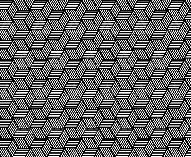 Striped 3d Cubes Pattern Svg, Seamless Block Pattern, Geometric ...