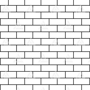 May include: A white brick wall with black mortar lines. The bricks are laid in a staggered pattern.