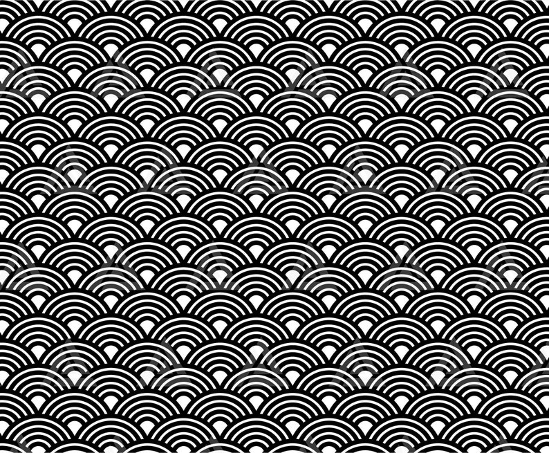 Japanese Wave Pattern Svg Scallop Pattern Geometric Circle Etsy