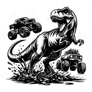 T-Rex Dinosaur Svg, Monster Truck Png, T Rex Clipart, Monster Truck Clipart. Cut File Cricut, Png Pdf, Vector.