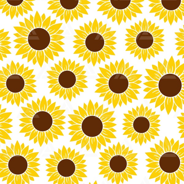 Sunflower Pattern Svg, Sunflower Svg, Skinny Tumbler Template Svg, Floral Background. Cut File Cricut, Png Pdf Eps, Vector, Stencil.