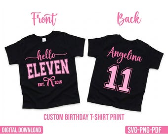 Custom Hello Birthday Girl SVG PNG PDF, Birthday Tshirt Apparel with Pink Coquette (Digital Download)